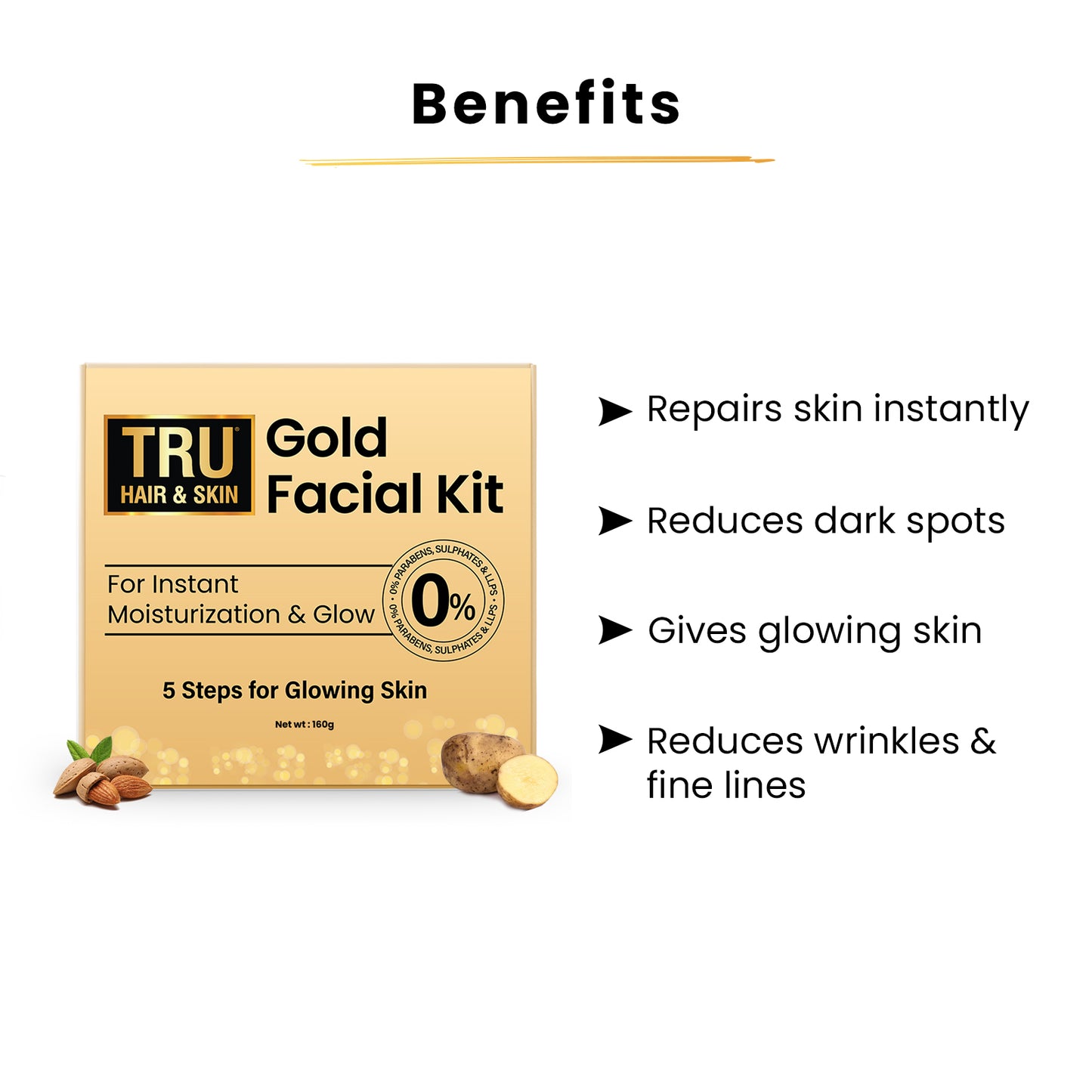 Golden Facial Kit | Gives Instant Glow - 160 gms