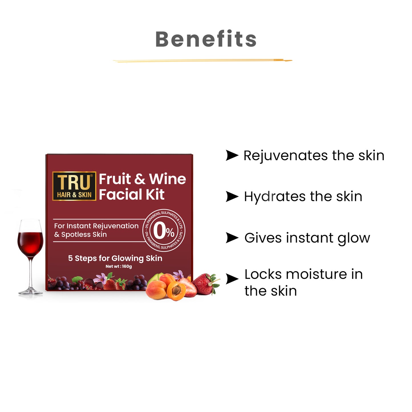 Fruit & Wine Facial Kit | Glowing Spotless Skin - 160 gms