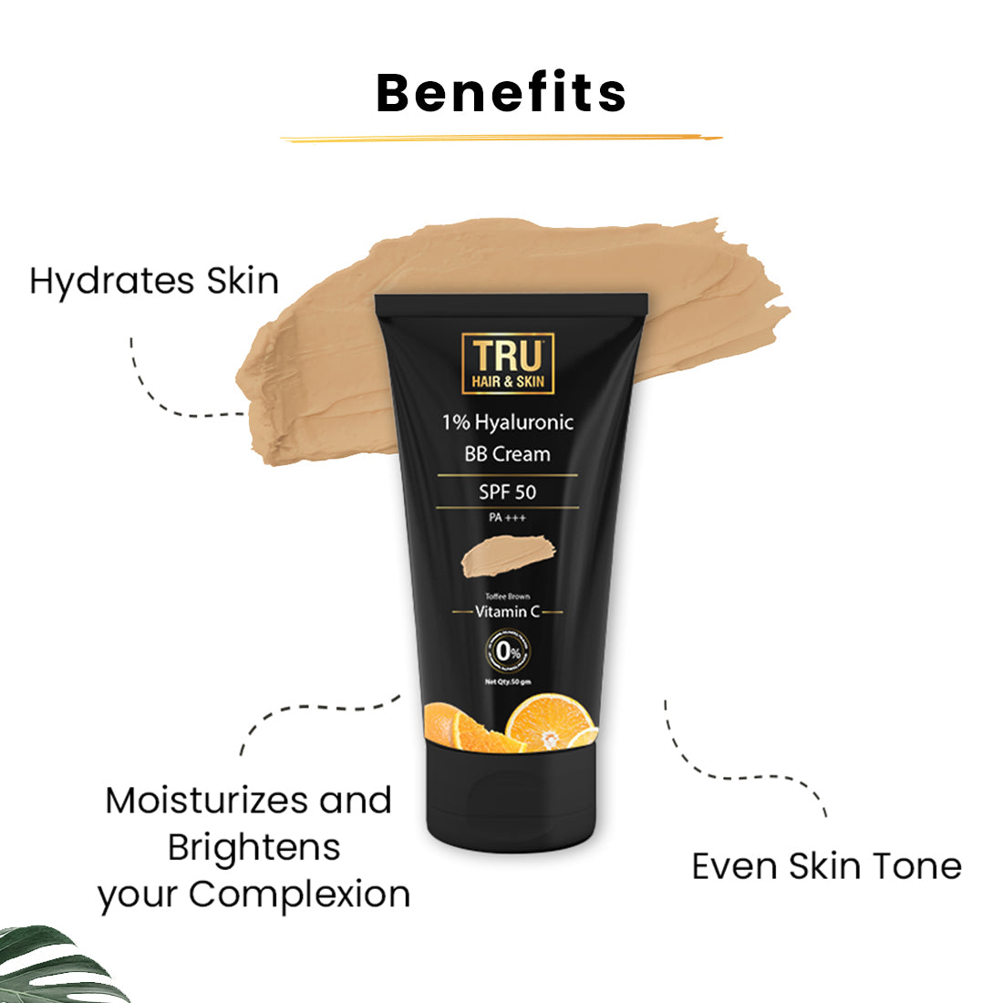 Hyaluronic BB Cream with SPF 50 | Toffee Brown | 50gms