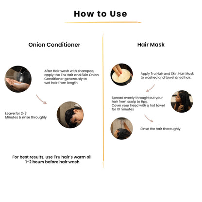 Onion Hair Oil with Heater-110ml+Onion Shampoo-200ml &Onion Conditioner-200ml+Hair Mask-200gms