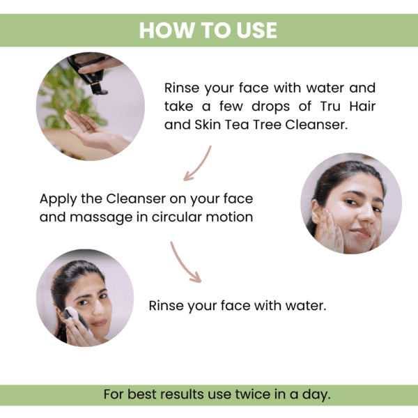 Tru Hair & Skin Tea Tree Cleanser For Sensitive Acne-Prone Skin | Contains Salicylic Acid & Citric Acid | 100ML