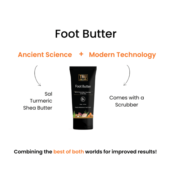 Tru Hair & Skin Foot Butter With Free Foot Scrubber | For Cracked Heels | 50gm