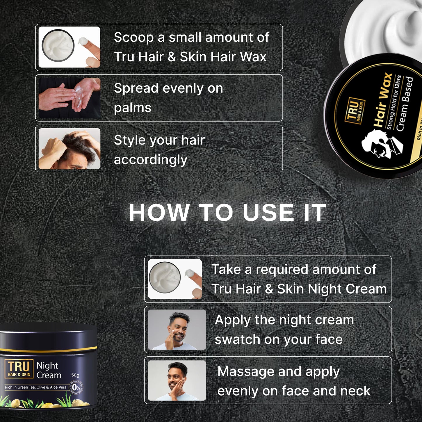 Night Cream (50gm) + Hair Wax ( 50gm ) Combo for Men