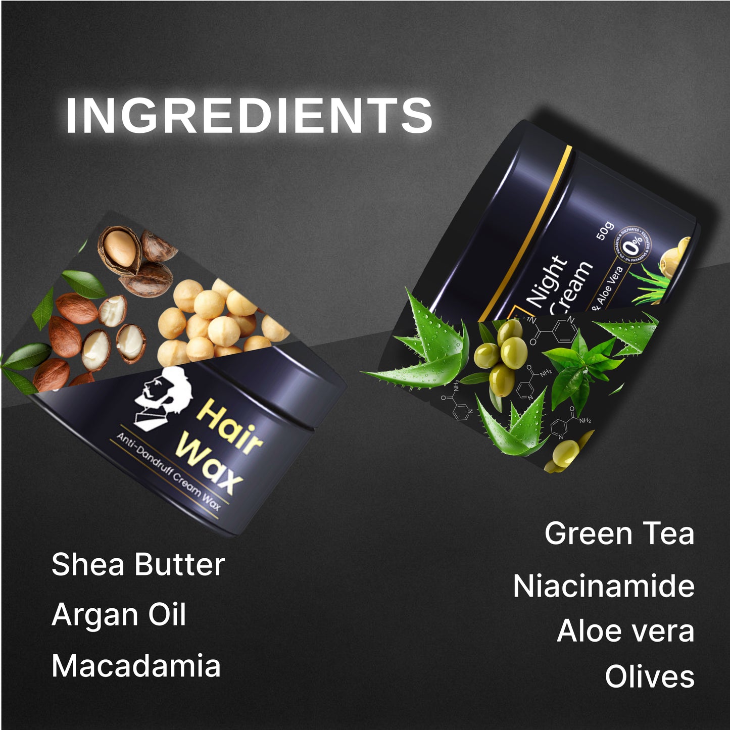 Night Cream (50gm) + Hair Wax ( 50gm ) Combo for Men