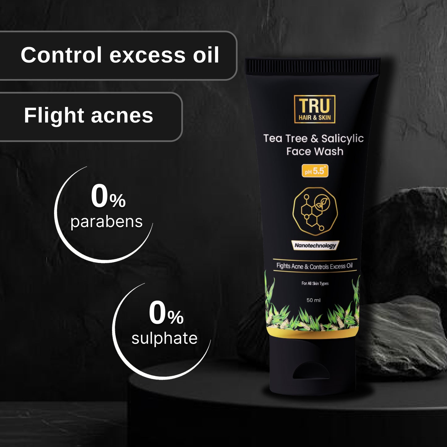 Tru Hair & Skin Nanotechnology Facewash with 2% Salicylic Acid and Tea Tree-100ml