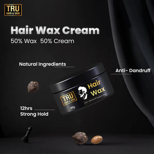 Hair Wax Cream For Men | Easy To Spread And Strong Hold For 12hrs + Anti - Dandruff | 50 gm | CUC