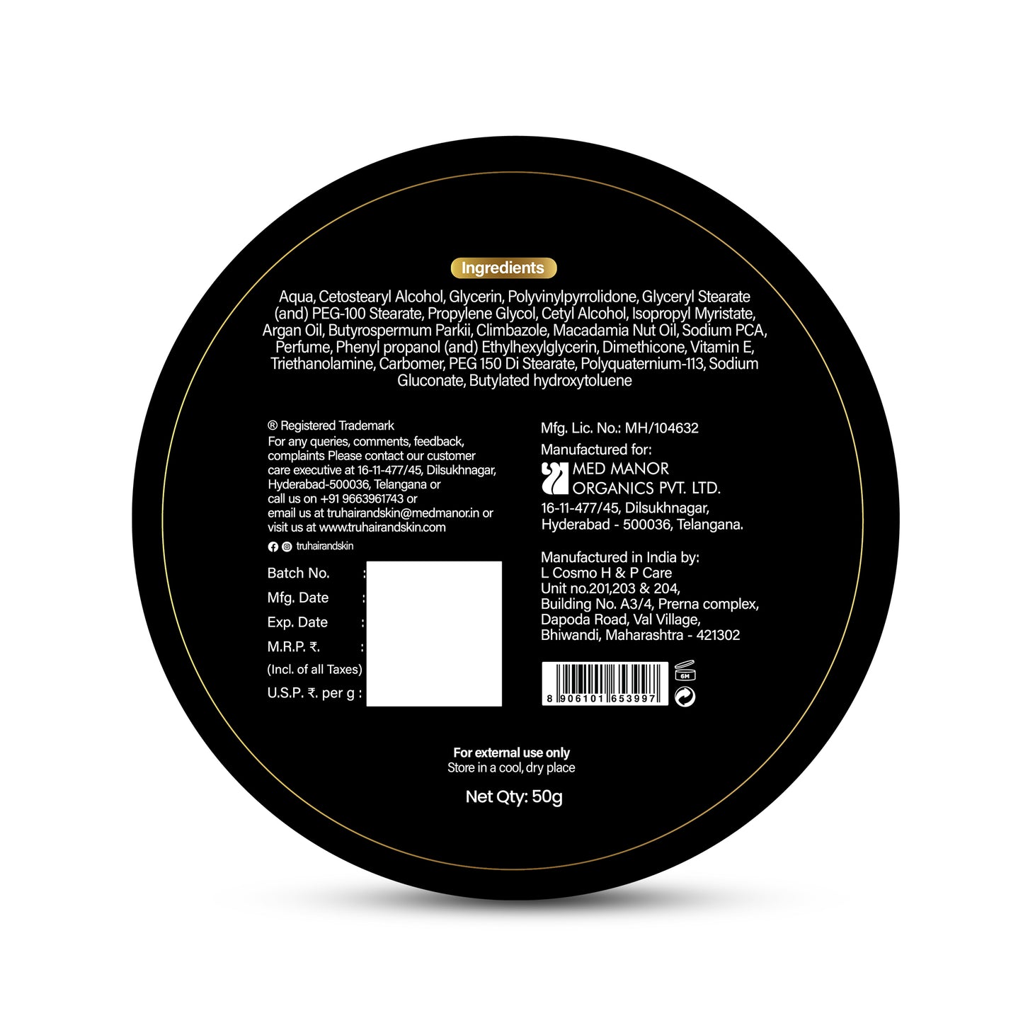 Hair Wax Cream For Men | Easy To Spread And Strong Hold For 12hrs + Anti - Dandruff | 50 gm | CUC
