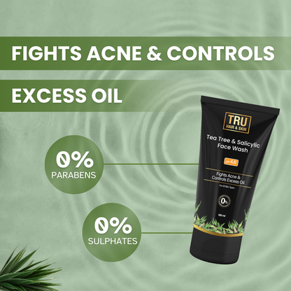 Tru Hair & Skin Tea Tree Facewash For Sensitive Acne-Prone Skin | Contains Salicylic Acid & Tea Tree | 100ml