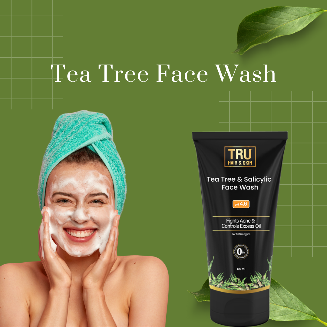 Tru Hair & Skin Tea Tree Facewash For Sensitive Acne-Prone Skin | Contains Salicylic Acid & Tea Tree | 100ml