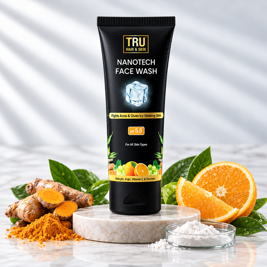 TRU HAIR & SKIN Nanotech Facewash | 2% Salicylic, Kojic, Vitamin C &Turmeric | For acne and icy glowing skin | 100ml