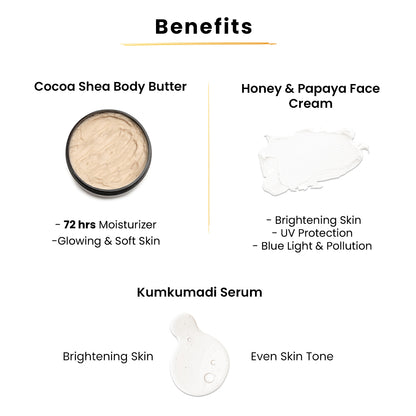 Cocoa Shea Body Butter with Heater-100gms+Honey Papaya Face Cream-50gms+Kumkumadi Serum-15ml