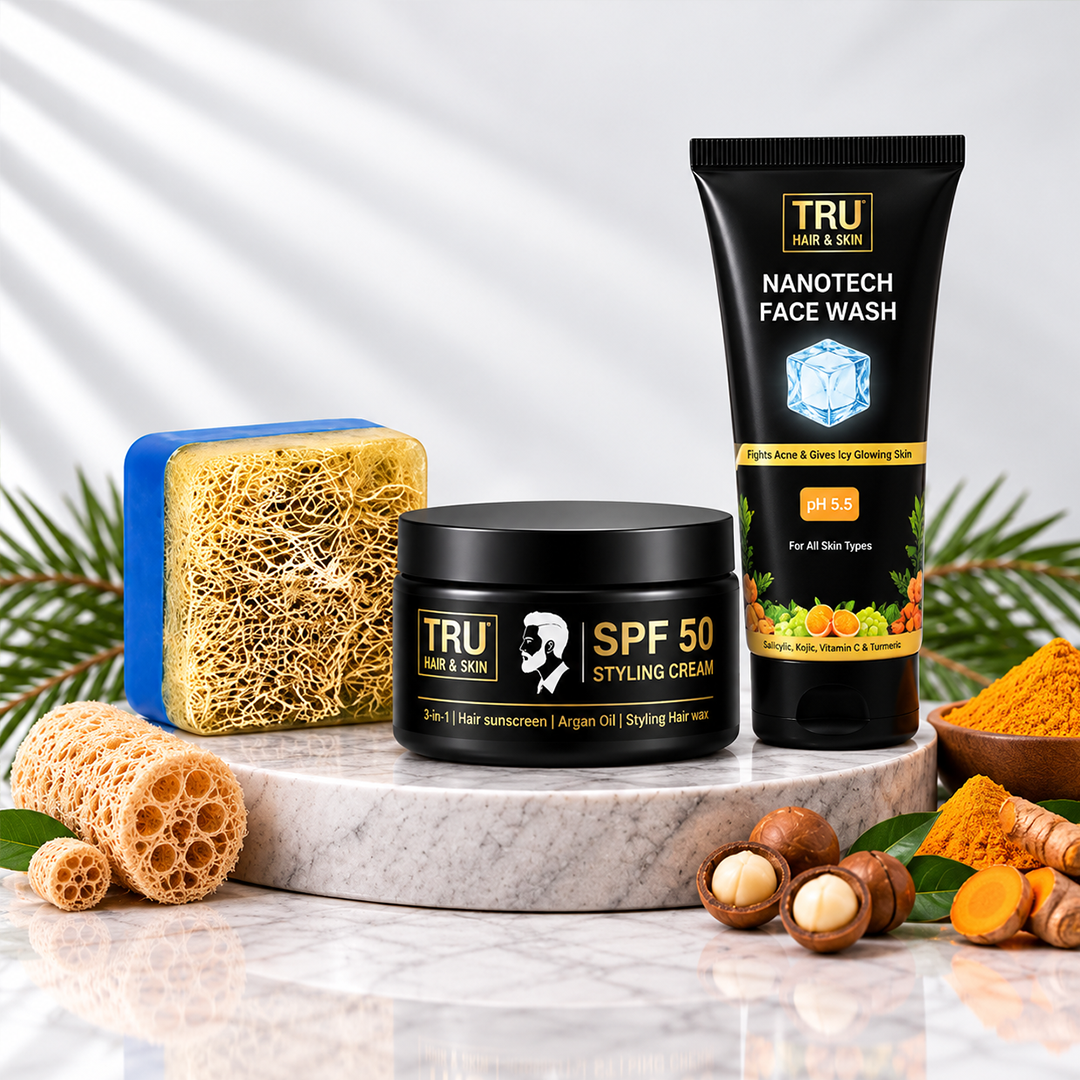 SPF 50 Styling Hair Cream + RebelX Soap + Nanotech Facewash | Combo for men