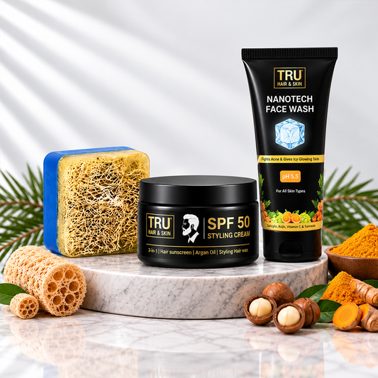 SPF 50 Styling Hair Cream + RebelX Soap + Nanotech Facewash | Combo for men