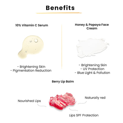 Vitamin C-25ml +Honey Papaya Face Cream-50gms+Lip balm-12gms