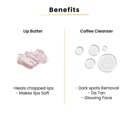 Coffee Cleanser-100ml + Lip butter + Body butter with Heater + Foot butter-50gms