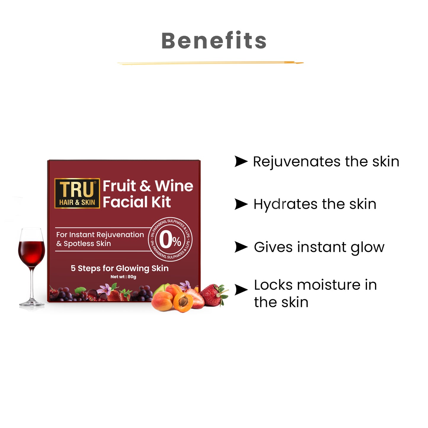 Fruit & Wine Facial Kit | Glowing Spotless Skin - 80gms