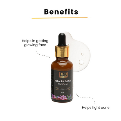 Retinol & Saffron Night Serum| Reduces Wrinkles & Increases Collagen -15ml | CRED |