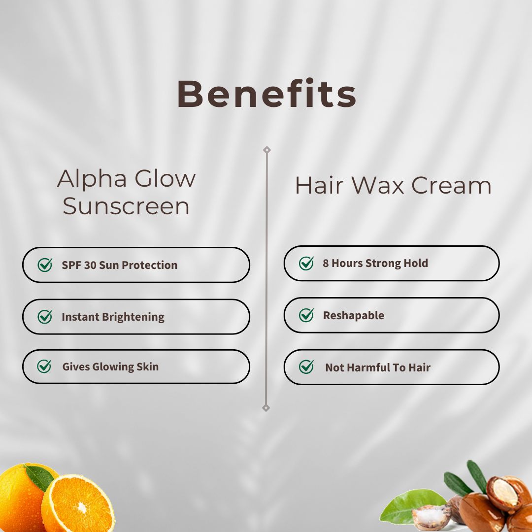 Alpha Glow Instant Brightening SPF  30 Sunscreen (50ml) with Free Hair Wax Cream(50gm) | HWC