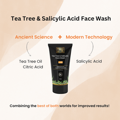 Tru Hair & Skin Tea Tree Facewash For Sensitive Acne-Prone Skin | Contains Salicylic Acid & Tea Tree | 100ml