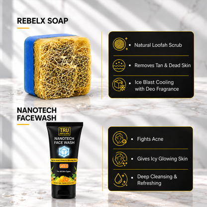 SPF 50 Styling Hair Cream + RebelX Soap + Nanotech Facewash | Combo for men