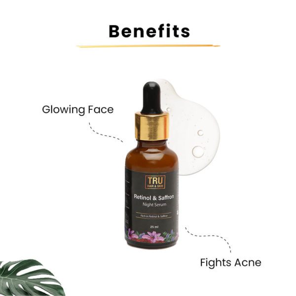Retinol & Saffron Night Serum| Reduces Wrinkles & Increases Collagen -25ml