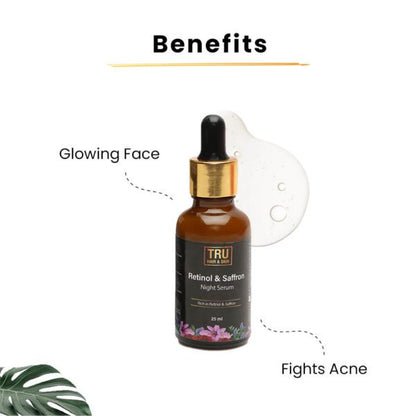 Retinol & Saffron Night Serum| Reduces Wrinkles & Increases Collagen -24ml [BOGO]