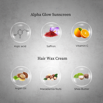 Alpha Glow Instant Brightening SPF  30 Sunscreen (50ml) with Free Hair Wax Cream(50gm) | HWC