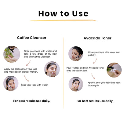 Kumkumadi Serum-25ml+Coffee Cleanser-100ml+ Avocado Toner-100ml +Honey Papaya Face Cream-50gm