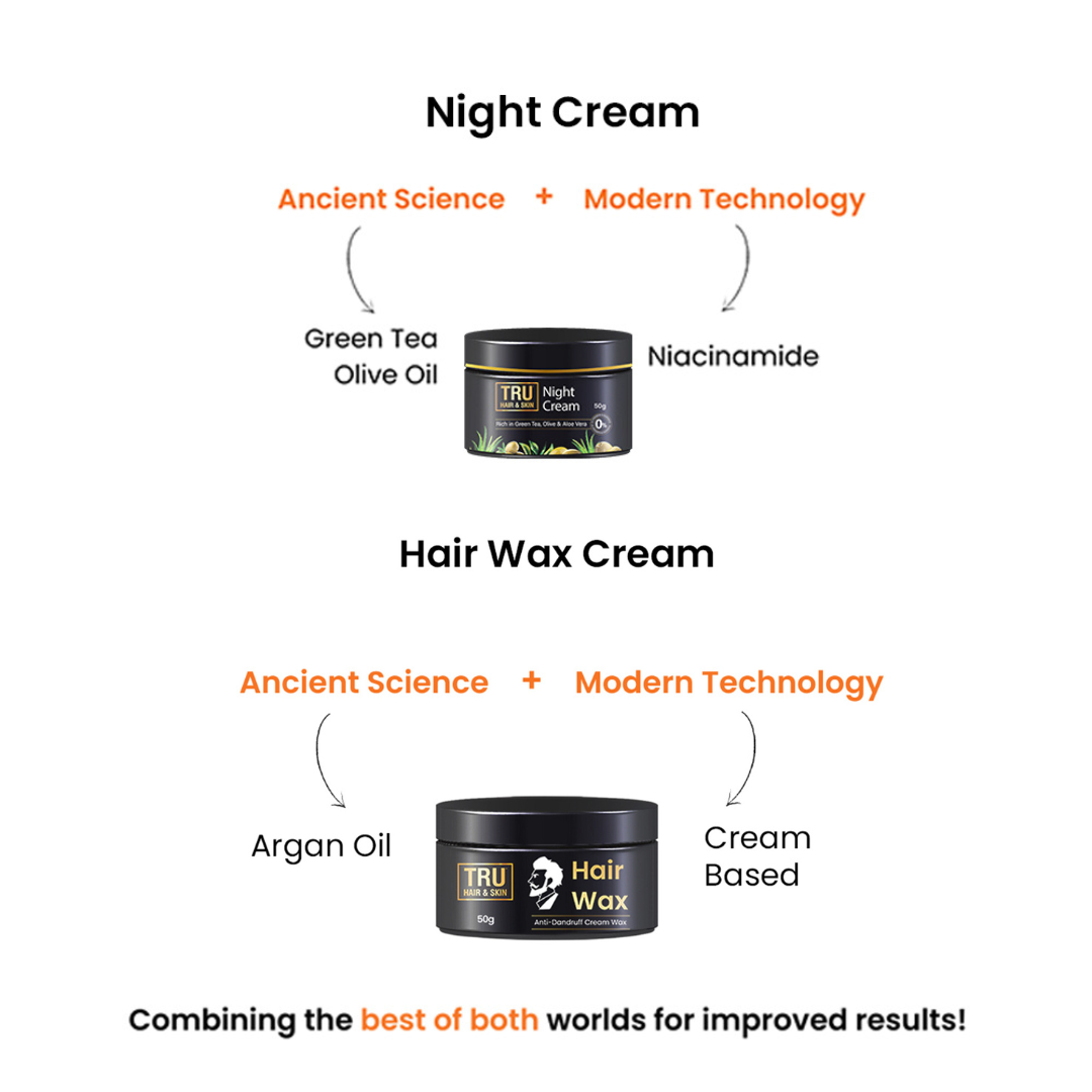 Night Cream (50gm) + Hair Wax ( 50gm ) Combo for Men