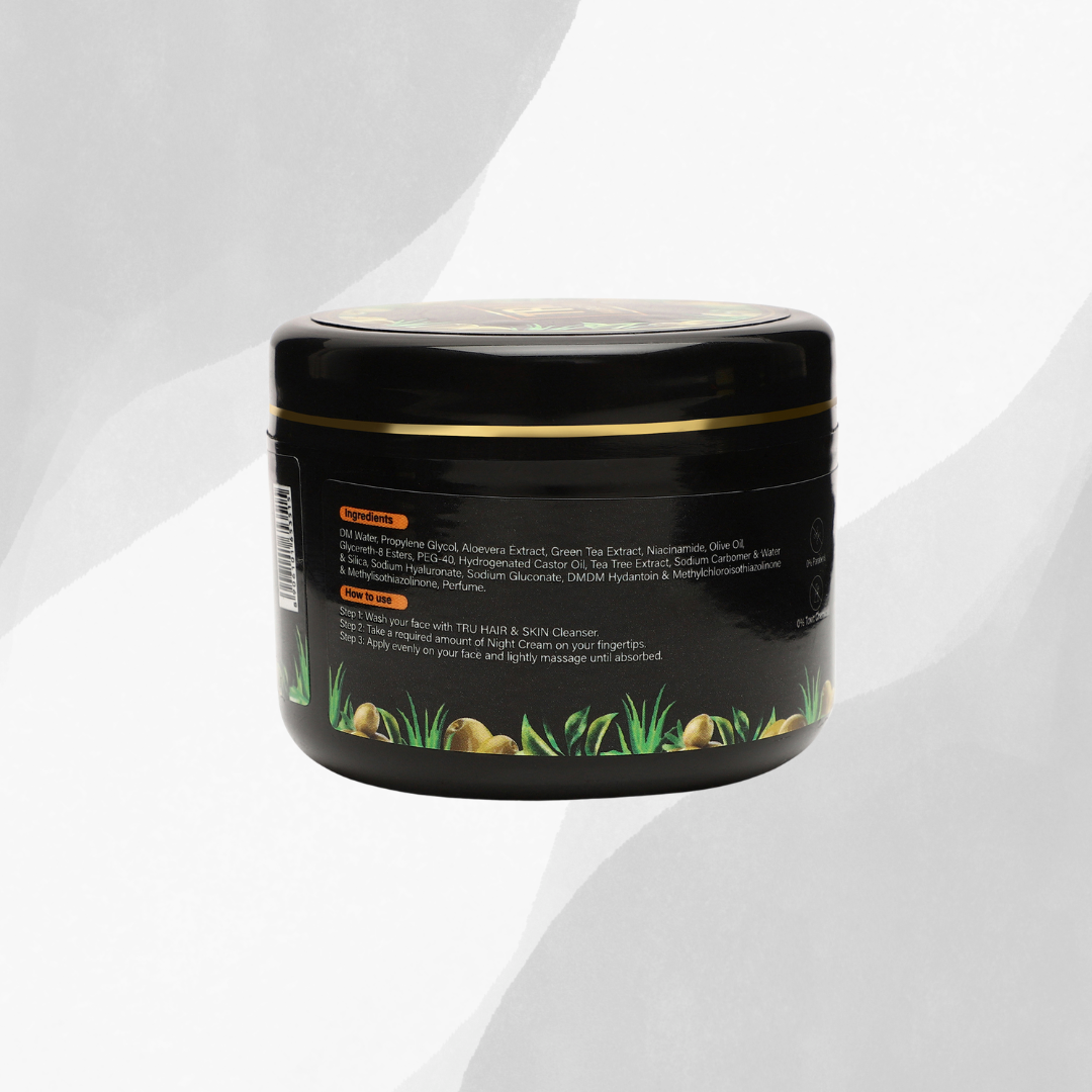 Night Cream With Green Tea, Niacinamide & Olive | Reduces Acne & Hyperpigmentation- 50g