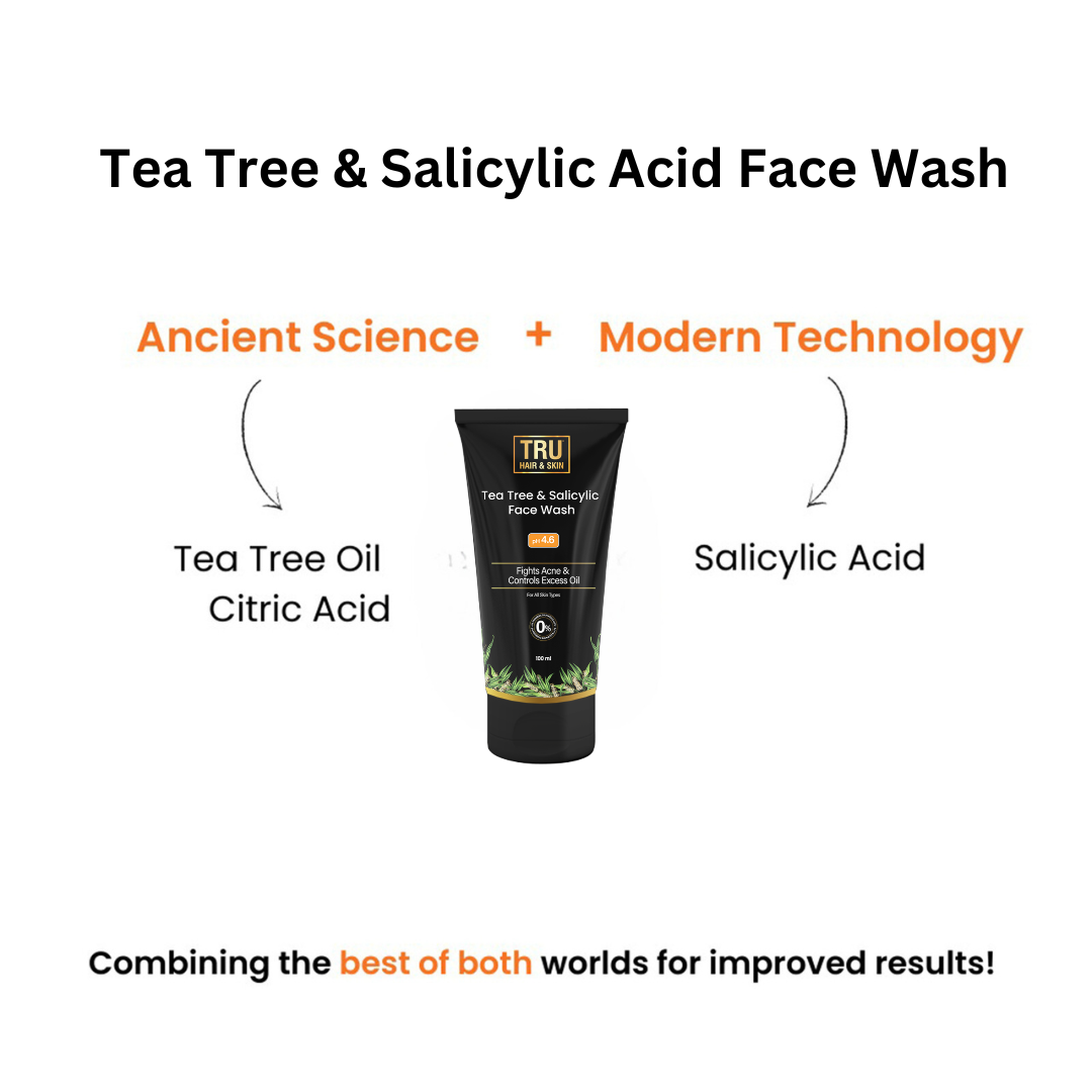 Tru Hair & Skin Tea Tree Facewash For Sensitive Acne-Prone Skin | Contains Salicylic Acid & Tea Tree | 100ml