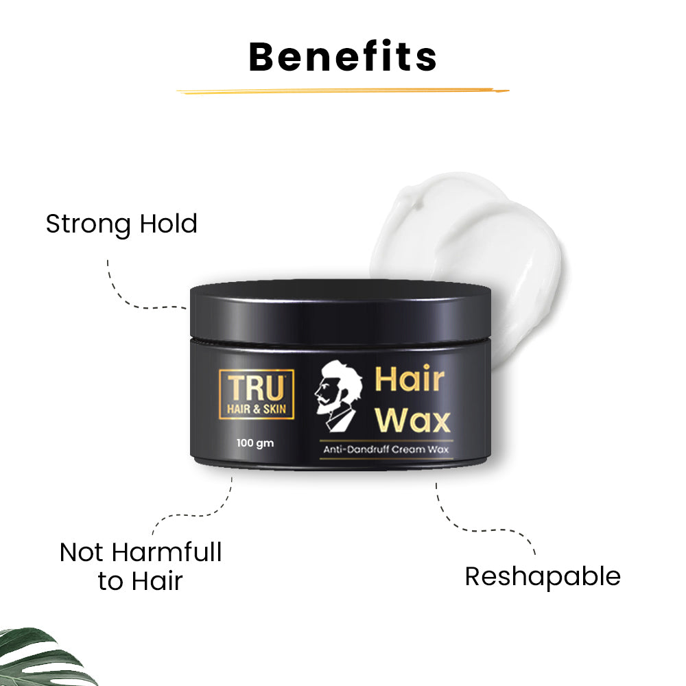 Hair Wax Cream For Men | Easy To Spread And Strong Hold For 12hrs + Anti - Dandruff | 100 gm