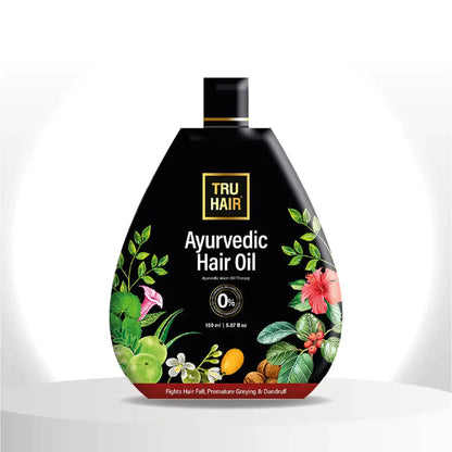 Tru Hair Ayurvedic Hair Oil Refill pack + Biotin Shampoo (200 ML) | For Hair Fall, Dandruff, Split Ends, Hair Growth
