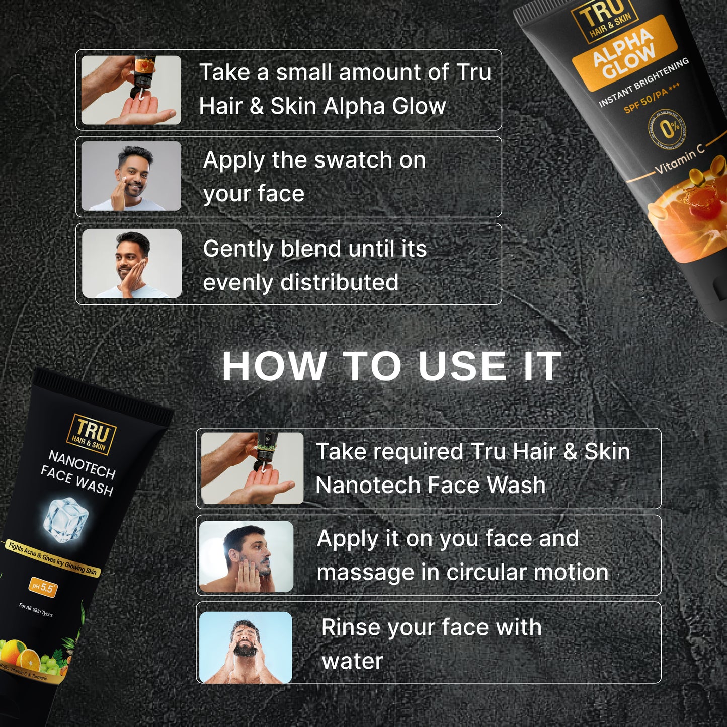 Smoke guard lip balm 9gm + Nanotech Facewash 50ml + Alpha glow 25ml + SPF Hair wax 50gm