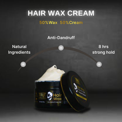 Hair Wax Cream For Men | Easy To Spread And Strong Hold For 12hrs + Anti - Dandruff | 50 gm wax cream