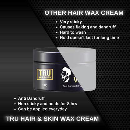 Hair Wax Cream For Men | Easy To Spread And Strong Hold For 12hrs + Anti - Dandruff | 50 gm wax cream