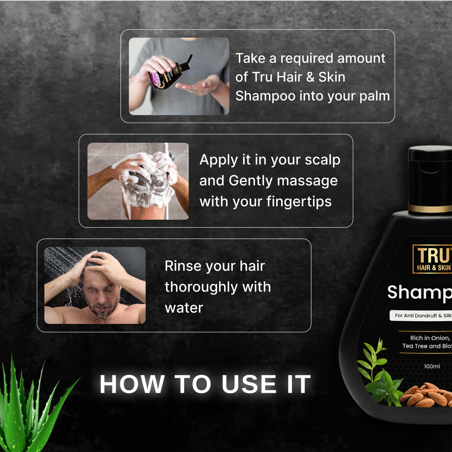 Tru Hair & Skin Shampoo | Fights Hair fall and Dandruff | 100ml
