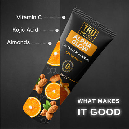 FREE Hair wax-50gm+ Alpha Glow Sunscreen with SPF 50- 25ml+ Vitamin C Face Wash-50ml | COMBO