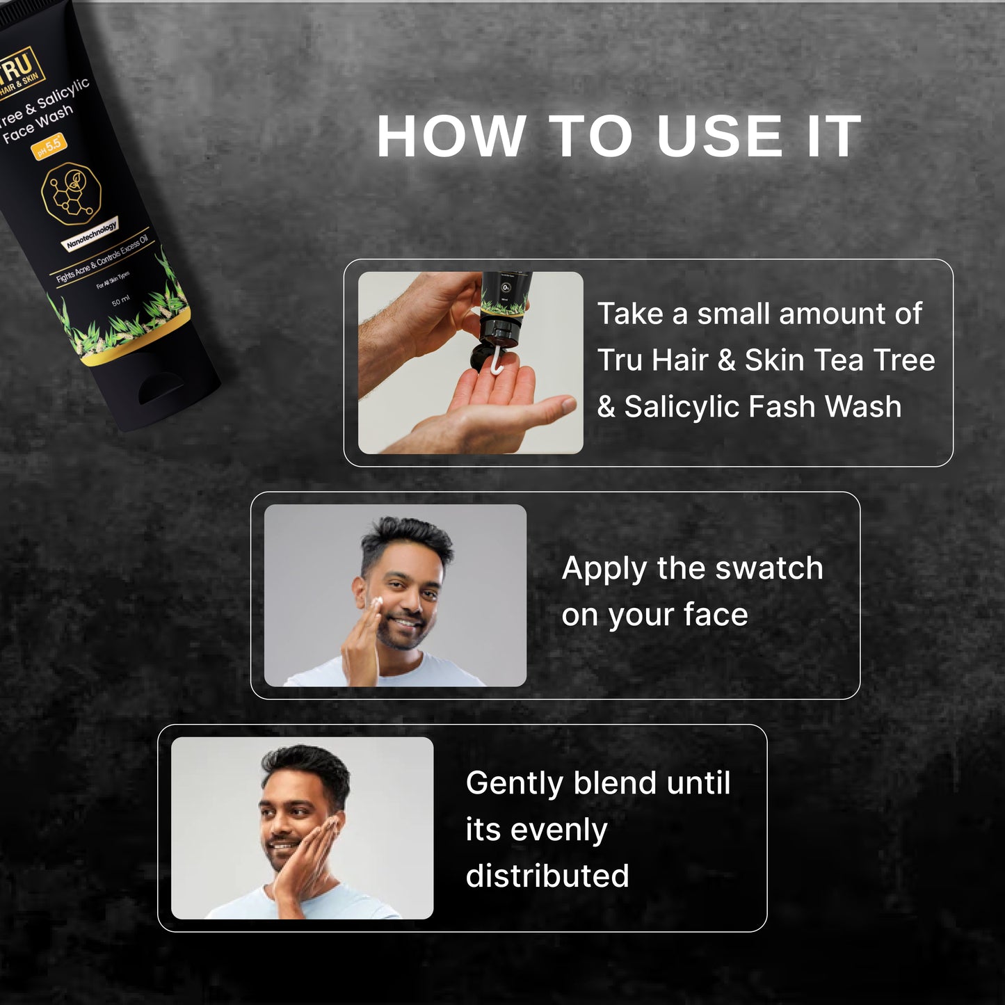 Tru Hair & Skin Nanotechnology Facewash with 2% Salicylic Acid and Tea Tree-100ml