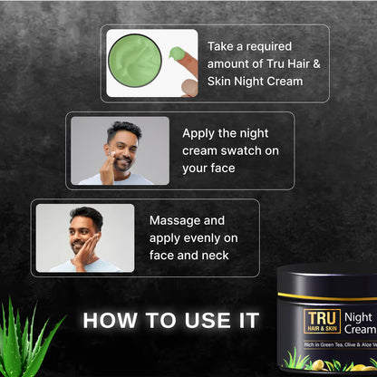 Night Cream With Green Tea, Niacinamide & Olive | Fights Acne & Hyperpigmentation- 45gm