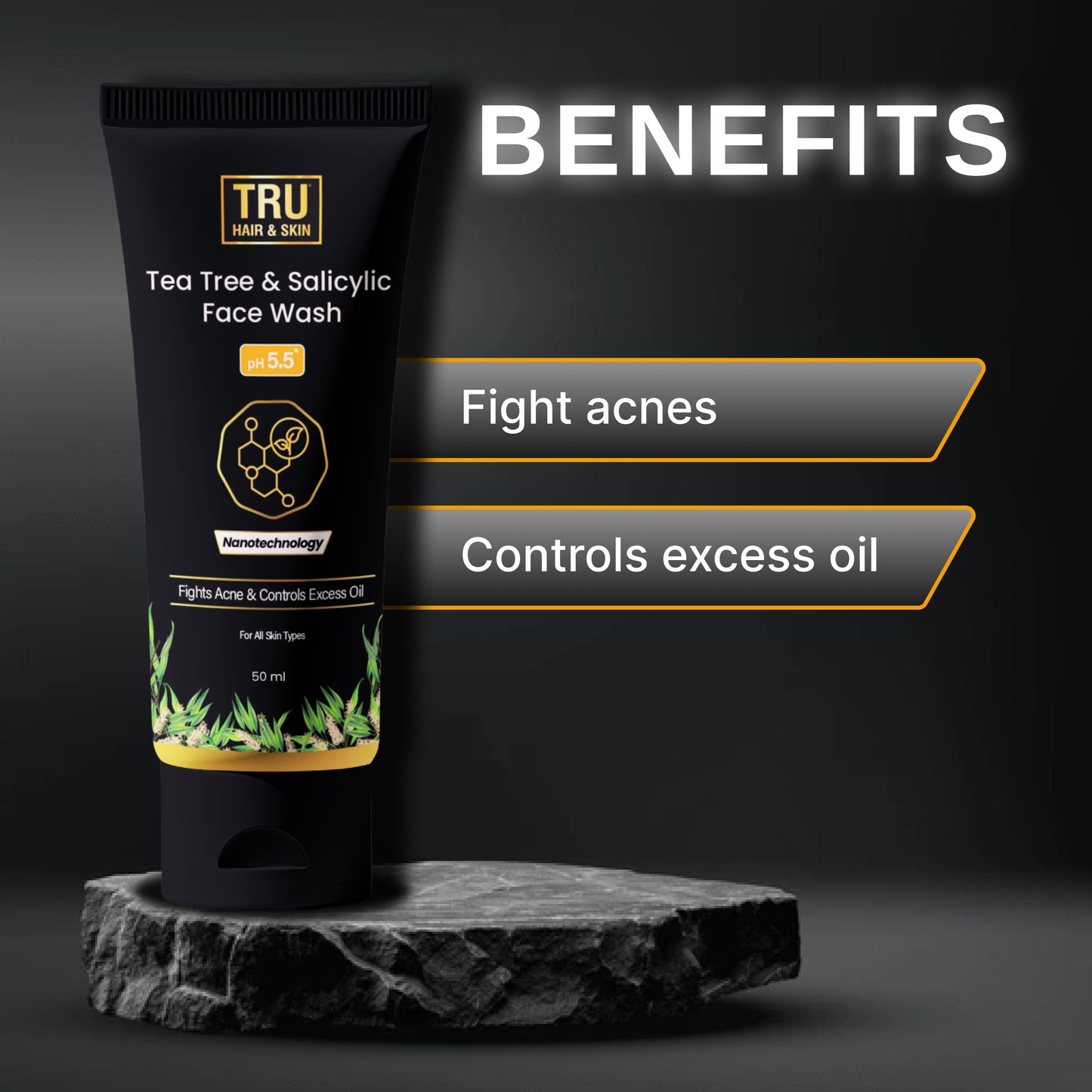 Tru Hair & Skin Nanotechnology Facewash with 2% Salicylic Acid and Tea Tree-100ml