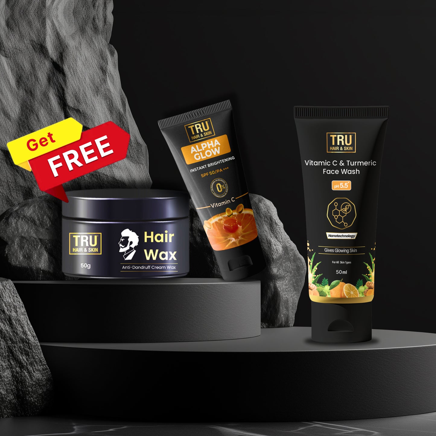 FREE Hair wax-50gm+ Alpha Glow Sunscreen with SPF 50- 25ml+ Vitamin C Face Wash-50ml | COMBO