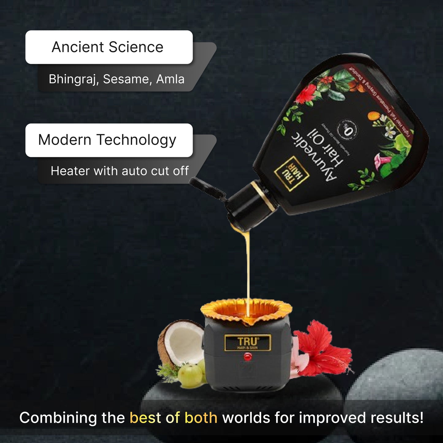 Ayurvedic Hair Oil with Free Heater |  Fights Dandruff, Hair Fall Control, Hair Growth & Shiny Hair | 50ml