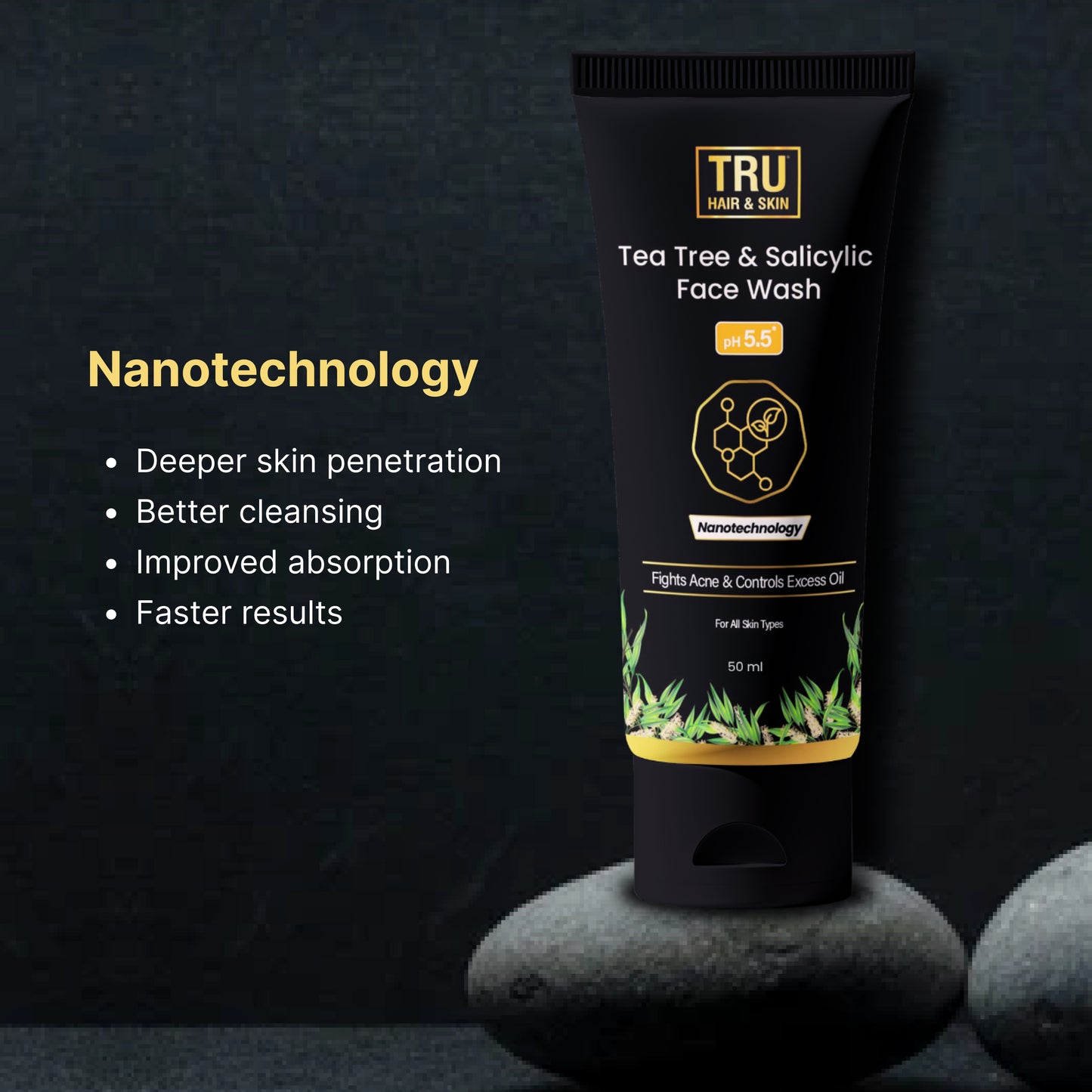 Tru Hair & Skin Nanotechnology Facewash with 2% Salicylic Acid and Tea Tree-100ml