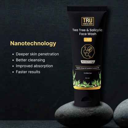 Tru Hair & Skin Nanotechnology Facewash with 2% Salicylic Acid and Tea Tree-100ml