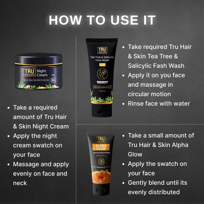 FREE Alpha Glow SPF 50-25ml + Anti Acne Night cream-50gm + Salicylic Acid  Face Wash-50ml