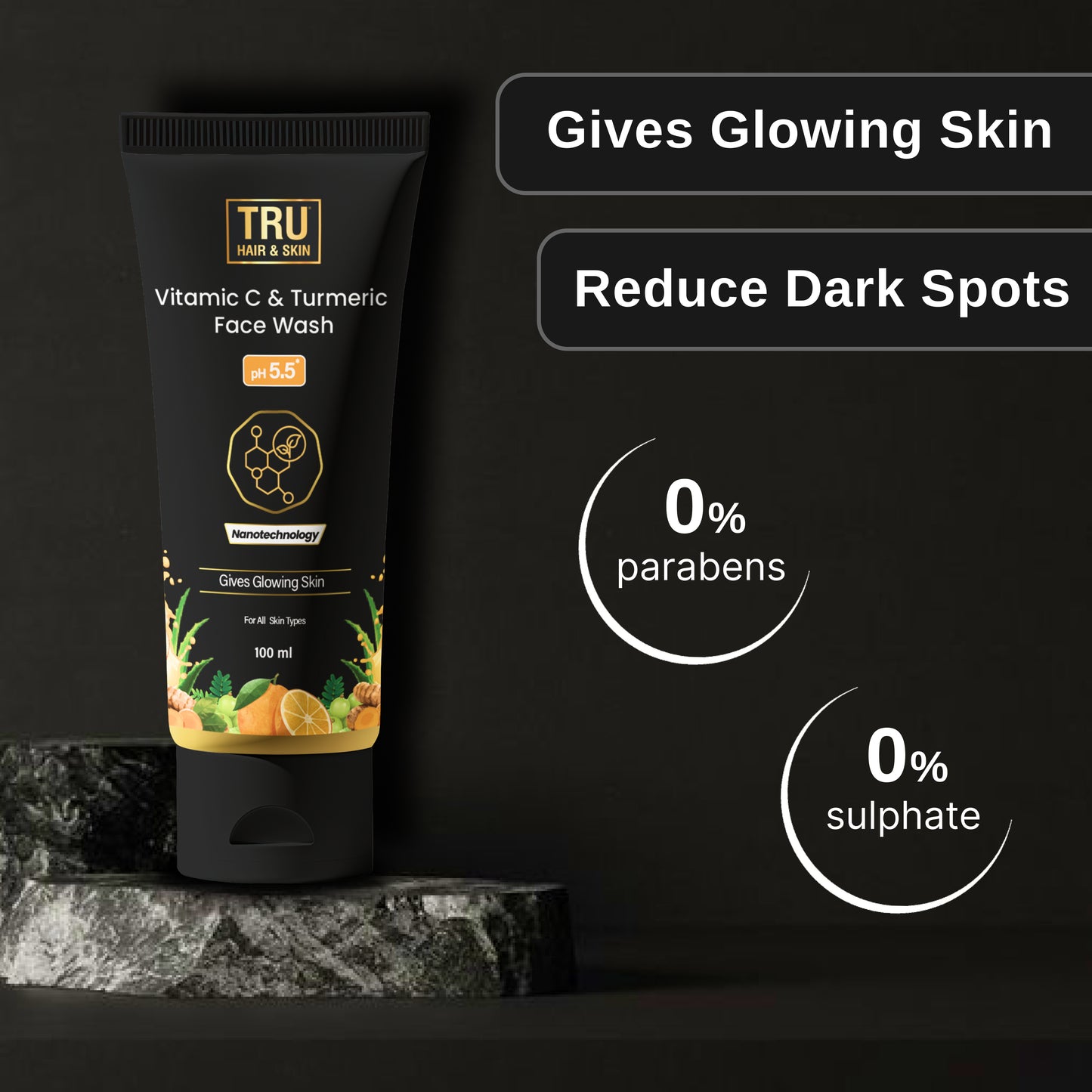 Tru Hair & Skin Nanotechnology Facewash with Kojic Acid, Vitmain C and Turmeric-100ml