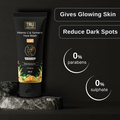 Tru Hair & Skin Nanotechnology Facewash with Kojic Acid, Vitmain C and Turmeric-100ml