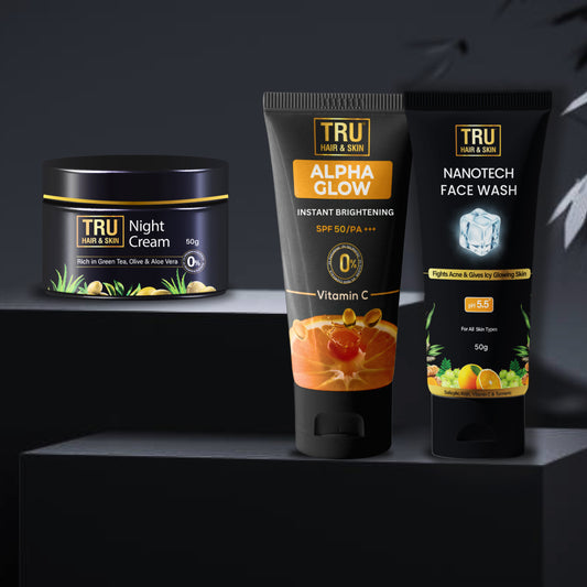 Acne Combo - Alpha Glow SPF 50- 25ml + Night cream- 50gm + Nanotech Face Wash- 50ml