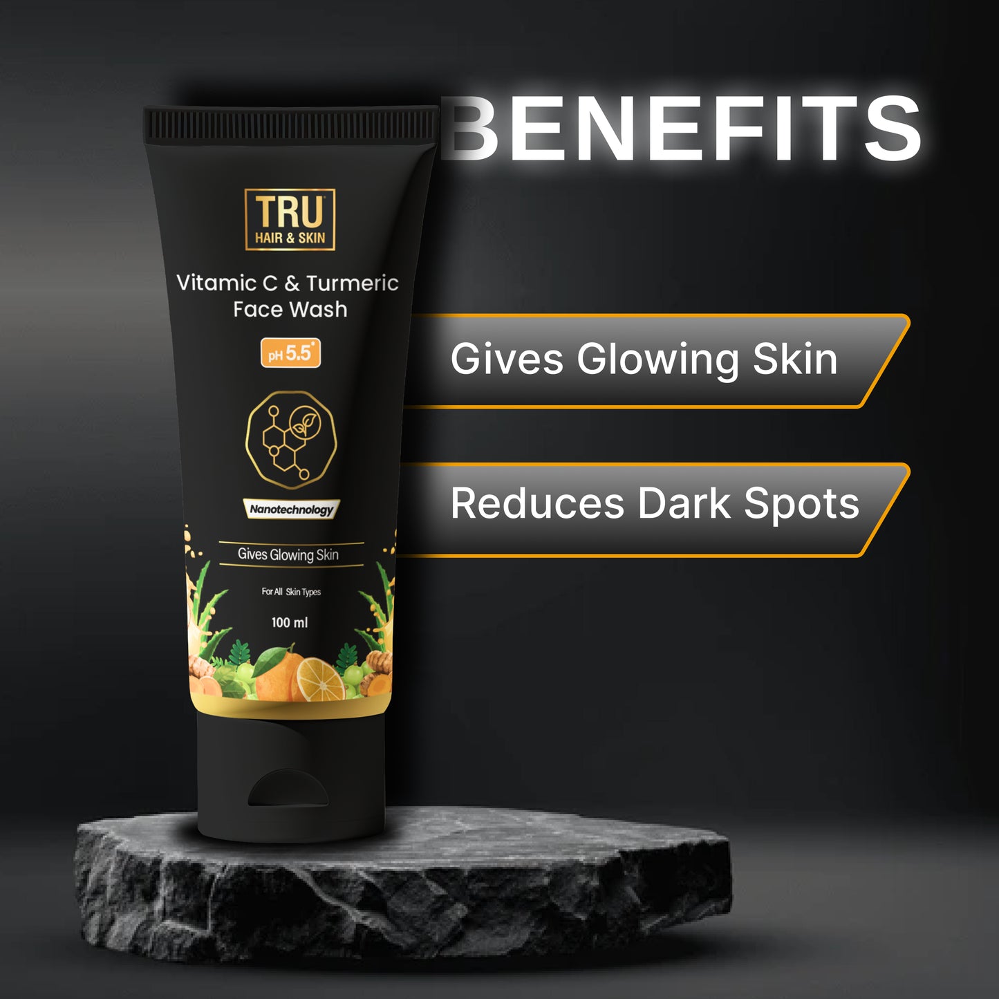 Tru Hair & Skin Nanotechnology Facewash with Kojic Acid, Vitmain C and Turmeric-100ml